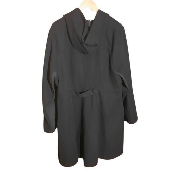 Torrid Womens Black Hooded Single Breasted Lined Fabric Button Front Coat Size 3 - Picture 2 of 6